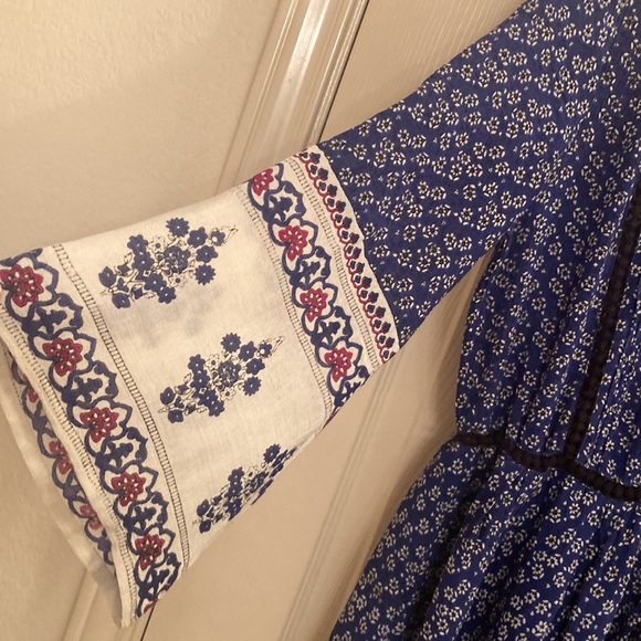 California Moon Rise Blue Floral Peasant Dress Size M - Picture 9 of 16